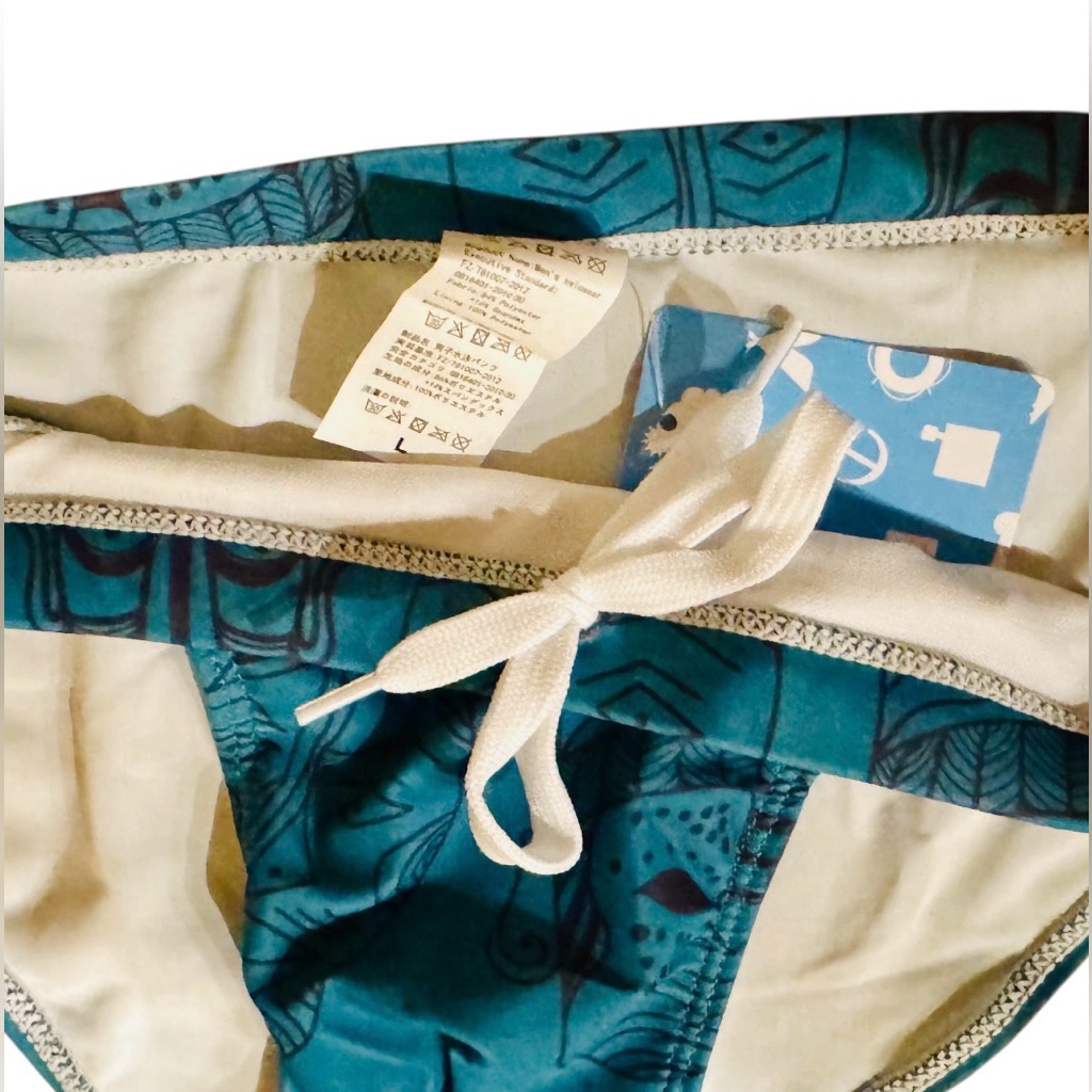 Nwt Size L Men’s Swim Briefs Poolside Rites Teal Totem Fun Cheeky Adjustable — image 4 of 8